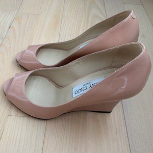 Jimmy Choo Baxen Peep Toe Wedge in Light Pink